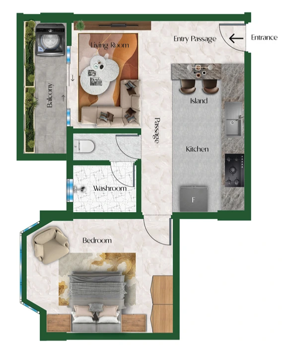 Apartment type AO2C and BO2C 1 bedroom golfcape residence